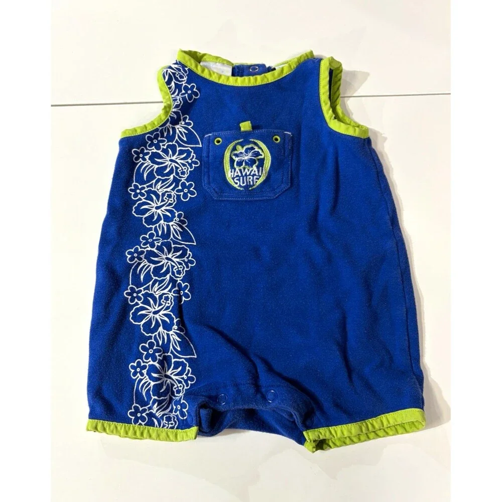 Hawaii Surf Floral Hawaiian Sleeveless Cotton One-Piece Romper 6-9 Months